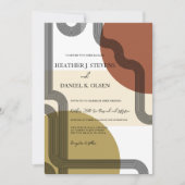 Invitation Mariage Abstrait Retro Mustard Beige Terracotta (Devant)