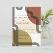 Invitation Mariage Abstrait Retro Mustard Beige Terracotta (Debout devant)