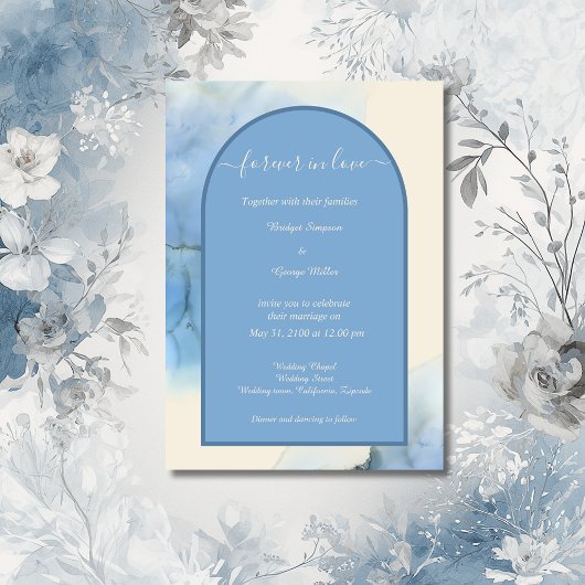 Invitation mariage abstrait romantique bleu