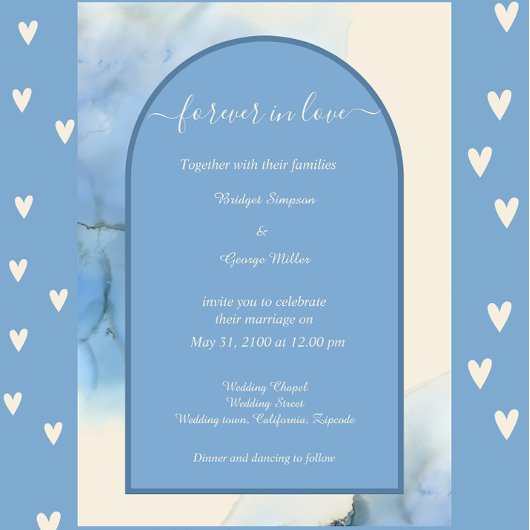 Invitation mariage abstrait romantique bleu