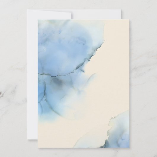 Invitation mariage abstrait romantique bleu (Dos)