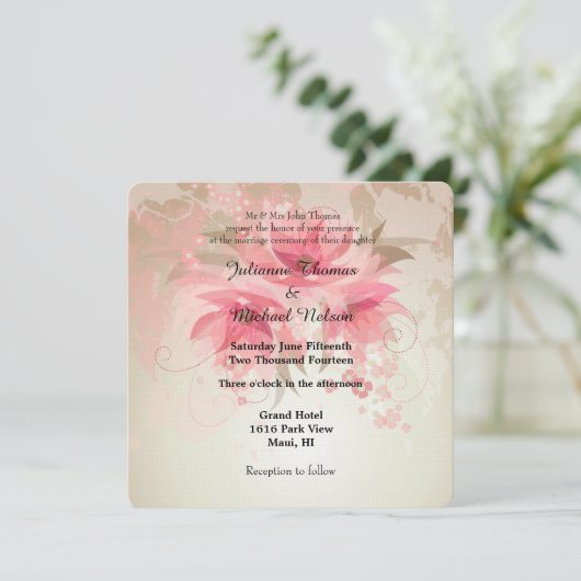 Invitation Mariage Abstrait rose (Debout devant)