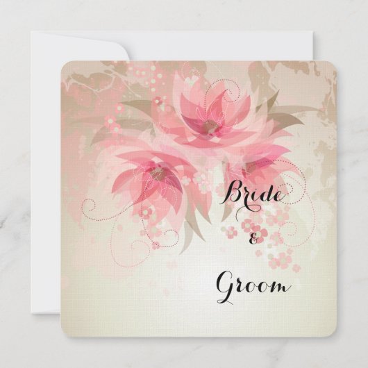 Invitation Mariage Abstrait rose (Dos)