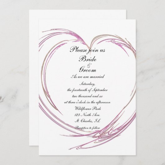 Invitation Mariage Abstrait rose (Devant / Derrière)