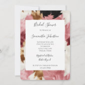 Invitation Mariage Abstrait Rose Blanc Or Noir (Devant)