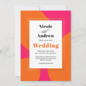 Invitation Mariage Abstrait rose chaud et orange moderne (Devant)