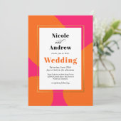 Invitation Mariage Abstrait rose chaud et orange moderne (Debout devant)