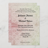 Invitation Mariage Abstrait rose et menthe (Devant / Derrière)
