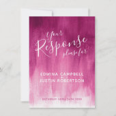 Invitation Mariage abstrait rose foncé art moderne réponse RS (Devant)