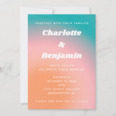 Invitation Mariage Abstrait rose Turquoise rétro (Devant)