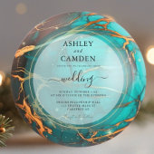 Invitation Mariage Abstrait Turquoise et Gold Celestial