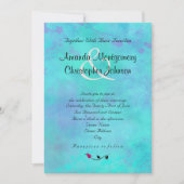 Invitation Mariage Abstrait turquoise et violette (Devant)
