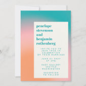 Invitation Mariage Abstrait Turquoise rose orange super (Devant)