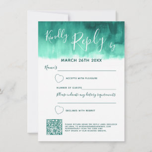 Invitation Mariage abstrait vert émeraude réponse code RSVP q