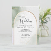 Invitation Mariage Abstrait Vert Sauge Atténué (Debout devant)