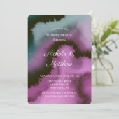Invitation Mariage Abstrait Violet et Turquoise Atmosphérique (Debout devant)