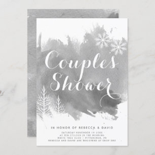 Invitation mariage Abstraite aquarelle gris couple douche