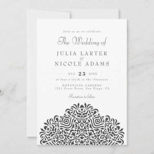 Invitation Mariage Accent Botanique Ethnique Boho (Devant)