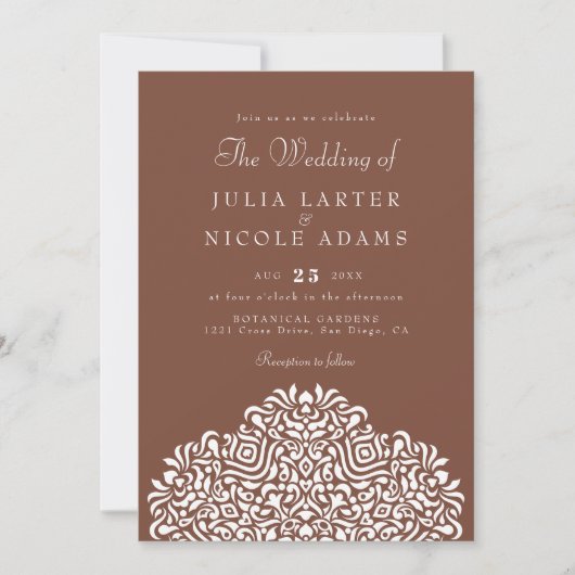 Invitation Mariage Accent Ethnique Botanique Boho (Devant)