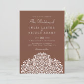 Invitation Mariage Accent Ethnique Botanique Boho (Debout devant)