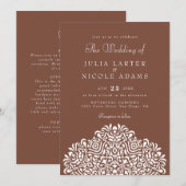 Invitation Mariage Accent Ethnique Botanique Boho (Devant / Derrière)