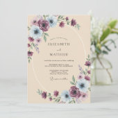 Invitation Mariage Acier Améthyste Ranunculus Eucalyptus (Debout devant)