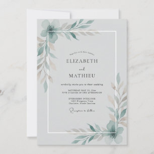 Invitation Mariage Acier Aqua Vigne