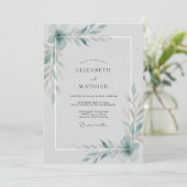 Invitation Mariage Acier Aqua Vigne (Debout devant)