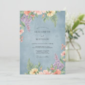 Invitation Mariage Acier Corail Wisteria (Debout devant)