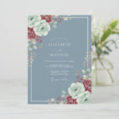 Invitation Mariage Acier Marron Ranunculus Eucalyptus (Debout devant)