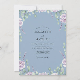 Invitation Mariage Acier Mauve Pivoine