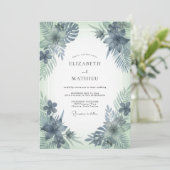 Invitation Mariage Acier Menthe Palmier Eucalyptus (Debout devant)