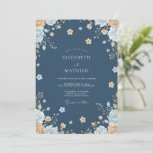 Invitation Mariage Acier Or Chaud Pétales (Debout devant)
