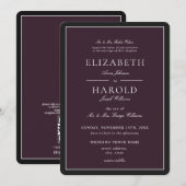 Invitation Mariage Acrylique Classique Prune Formel (Devant / Derrière)