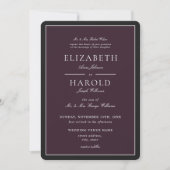 Invitation Mariage Acrylique Classique Prune Formel (Devant)