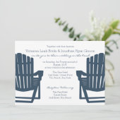 Invitation Mariage Adirondack Navy Blue Beach Chaises (Debout devant)