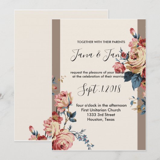 Invitation mariage adoré (Devant / Derrière)