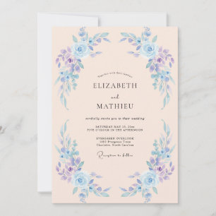 Invitation Mariage aérien aux fleurs de pervenche