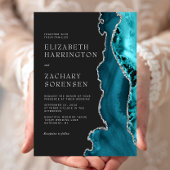Invitation Mariage Agate Bleu Turquoise Argent