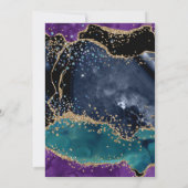 Invitation Mariage Agate Bleu Violet Sarcelle Or Paillettes (Dos)