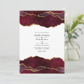 Invitation Mariage Agate Bourgogne et Or (Debout devant)