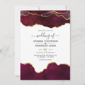 Invitation Mariage Agate Bourgogne et Or (Devant)