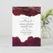 Invitation Mariage Agate Bourgogne et Or (Debout devant)