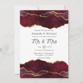 Invitation Mariage Agate Bourgogne et Or (Devant)