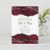 Invitation Mariage Agate Bourgogne et Or (Debout devant)