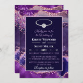 Invitation Mariage Agate de Parties scintillant rose violet (Devant / Derrière)