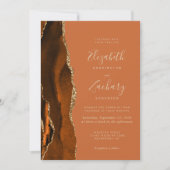 Invitation Mariage Agate Oranger Brûlé Or (Devant)