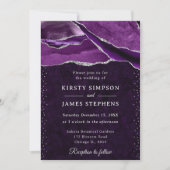 Invitation Mariage Agate Pailletée Violet et Argent (Devant)