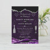 Invitation Mariage Agate Pailletée Violet et Argent (Debout devant)