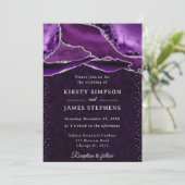 Invitation Mariage agate pailletée violet et argent (Debout devant)